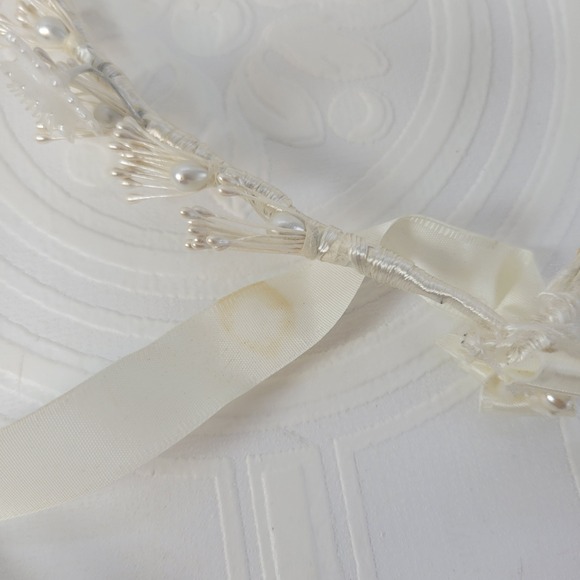 Vintage Greek Stefana‎ Wedding Crowns Ivory Pearls Floral 1980\'s Orthodox main image 4